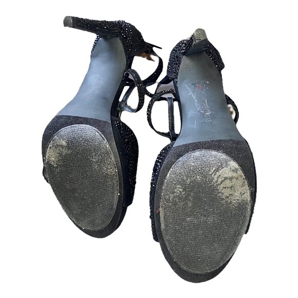 AUDREY BROOKE Women’s Black Nicole Strap Stiletto Peep Toe High Heel Shoe Size 8 - Picture 6 of 11